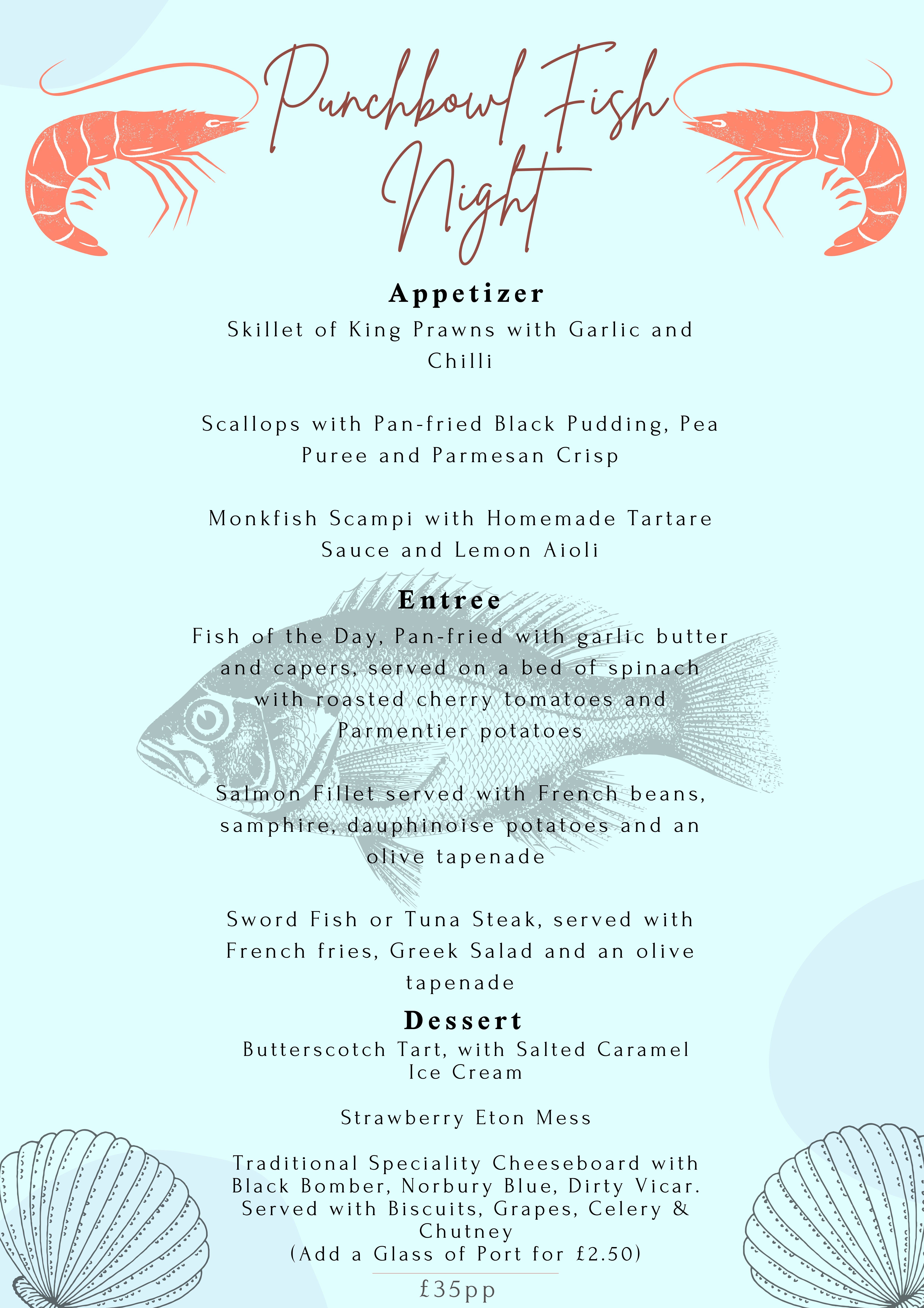 The Punchbowl Inn - Fish Night Menu